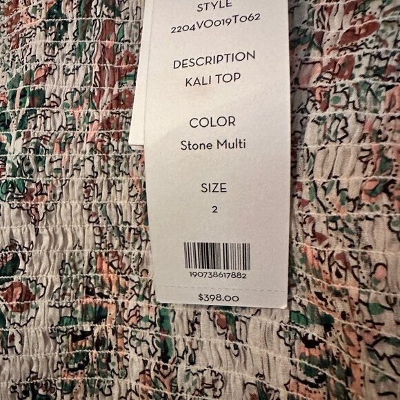 NWT Veronica Beard Kali Top Stone Multi Smocked Blouse Size 2 - Picture 3 of 11